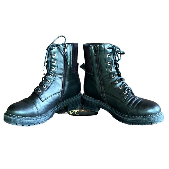 Women's Rock & Candy by ZiGi Black Lace-Up Combat Boots, Size US 7 - Picture 3 of 12